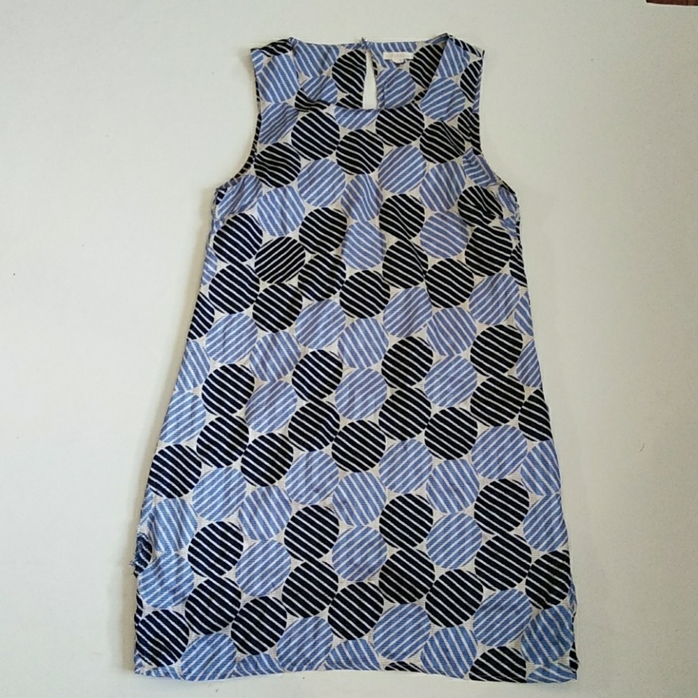 Anthro Navy and powder blue polka dot shift dress